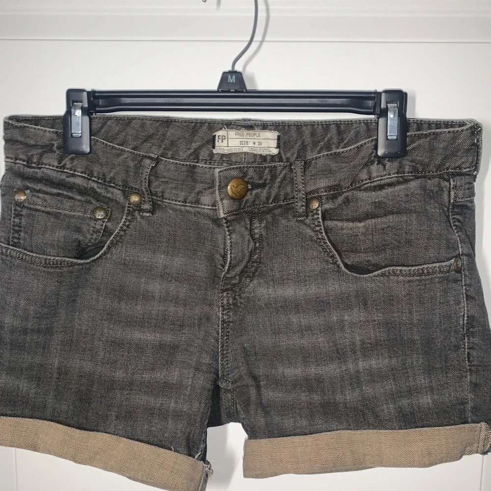 Free People grey wash denim cuffed shorts size 29